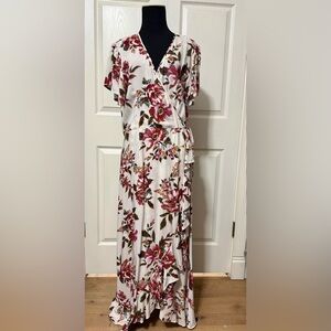 Xhilaration White and Pink Floral Maxi Dress